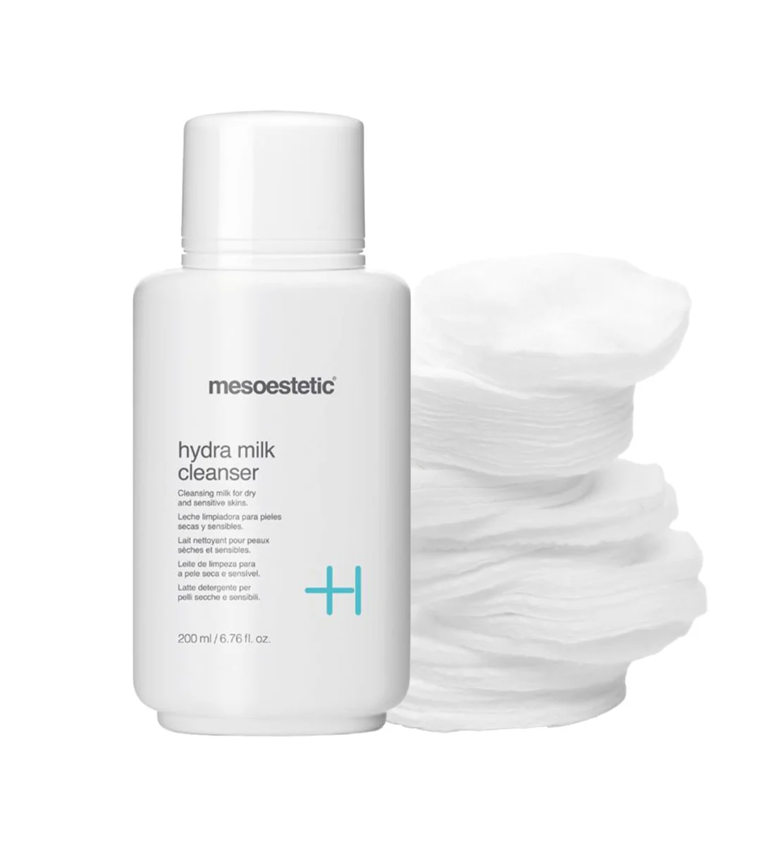 Продукт Hydra Milk Cleanser на mesoestetic с памучни тампони